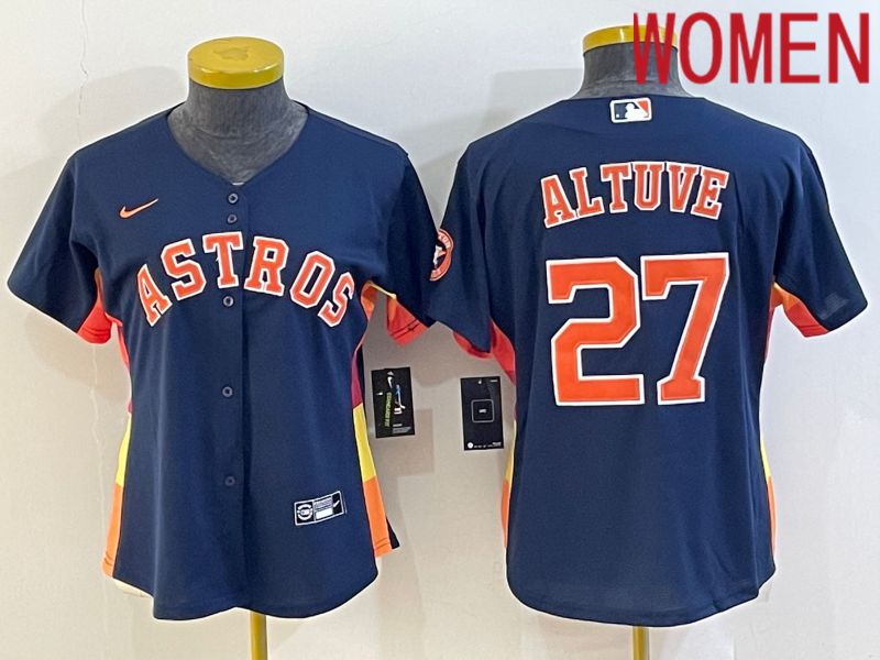 Women Houston Astros #27 Altuve Blue Game Nike 2022 MLB Jerseys
